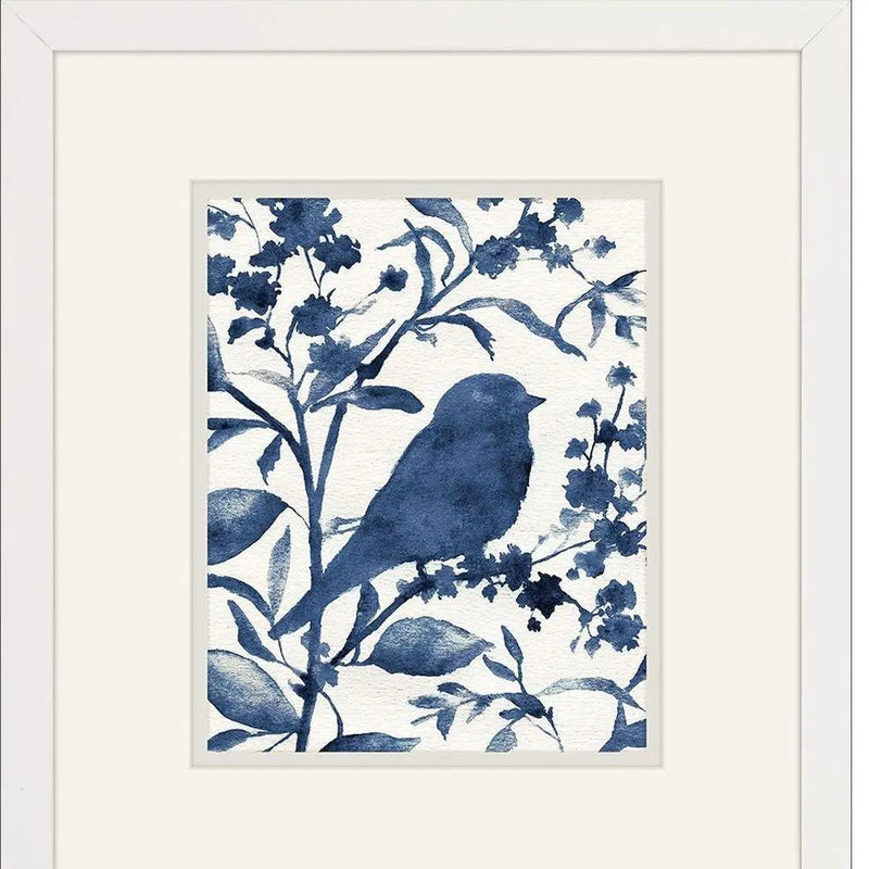 Set Of Two Bluebird Silhouette Set of Set White Framed Wall Art Homeroots Home Decor