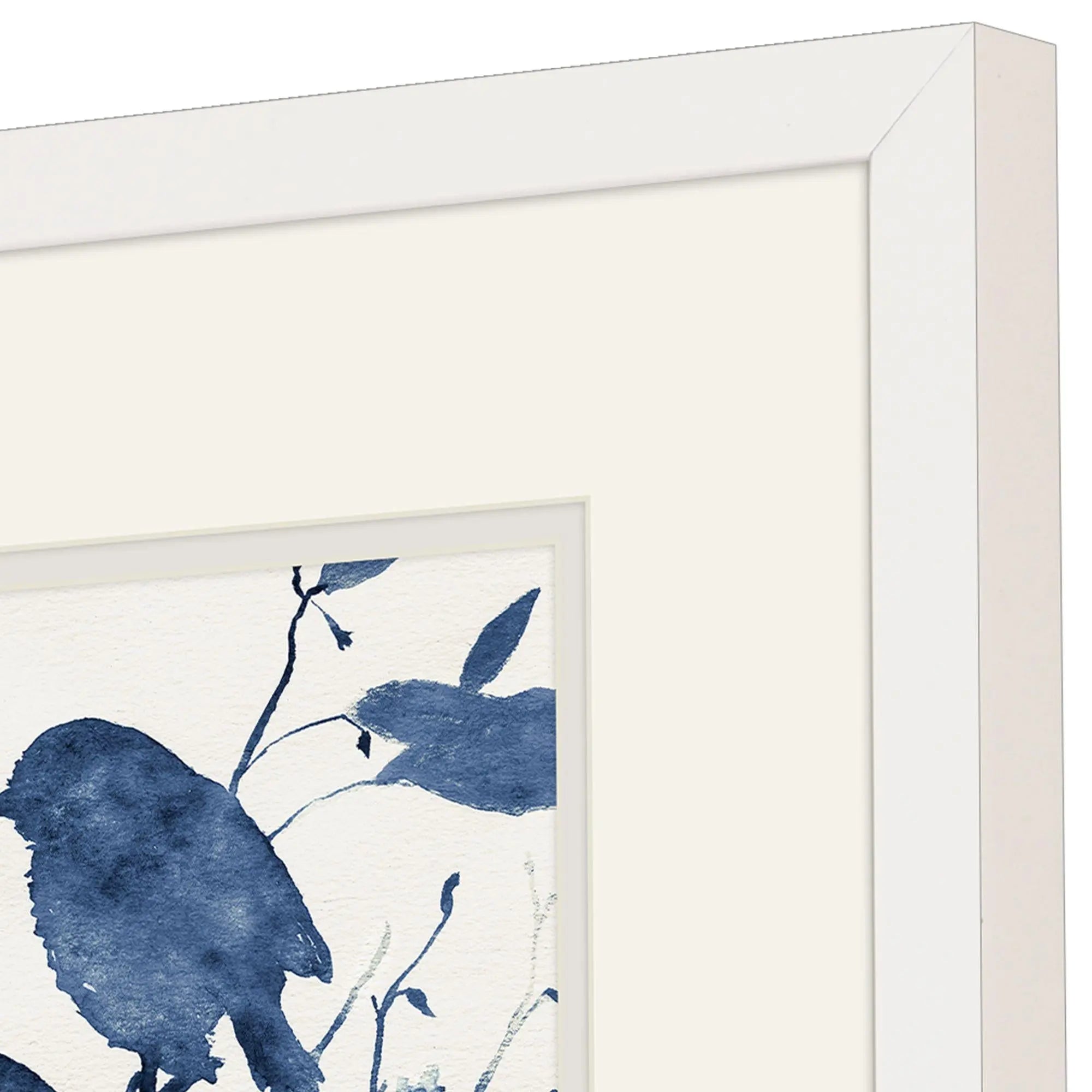 Set Of Two Bluebird Silhouette Set of Set White Framed Wall Art Homeroots Home Decor