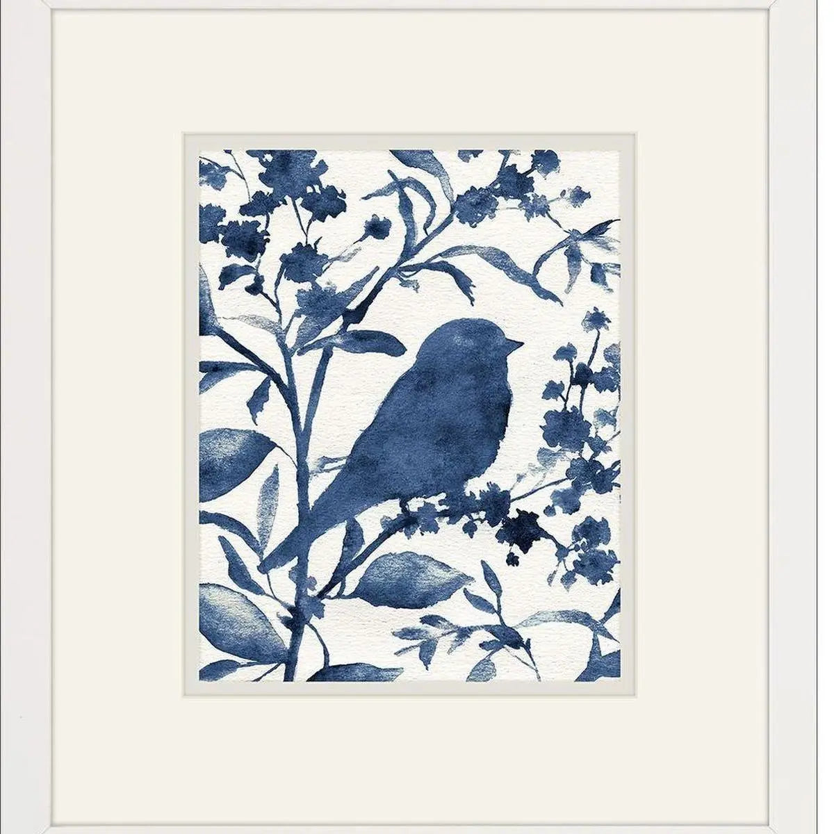 Set Of Two Bluebird Silhouette Set of Set White Framed Wall Art Homeroots Home Decor