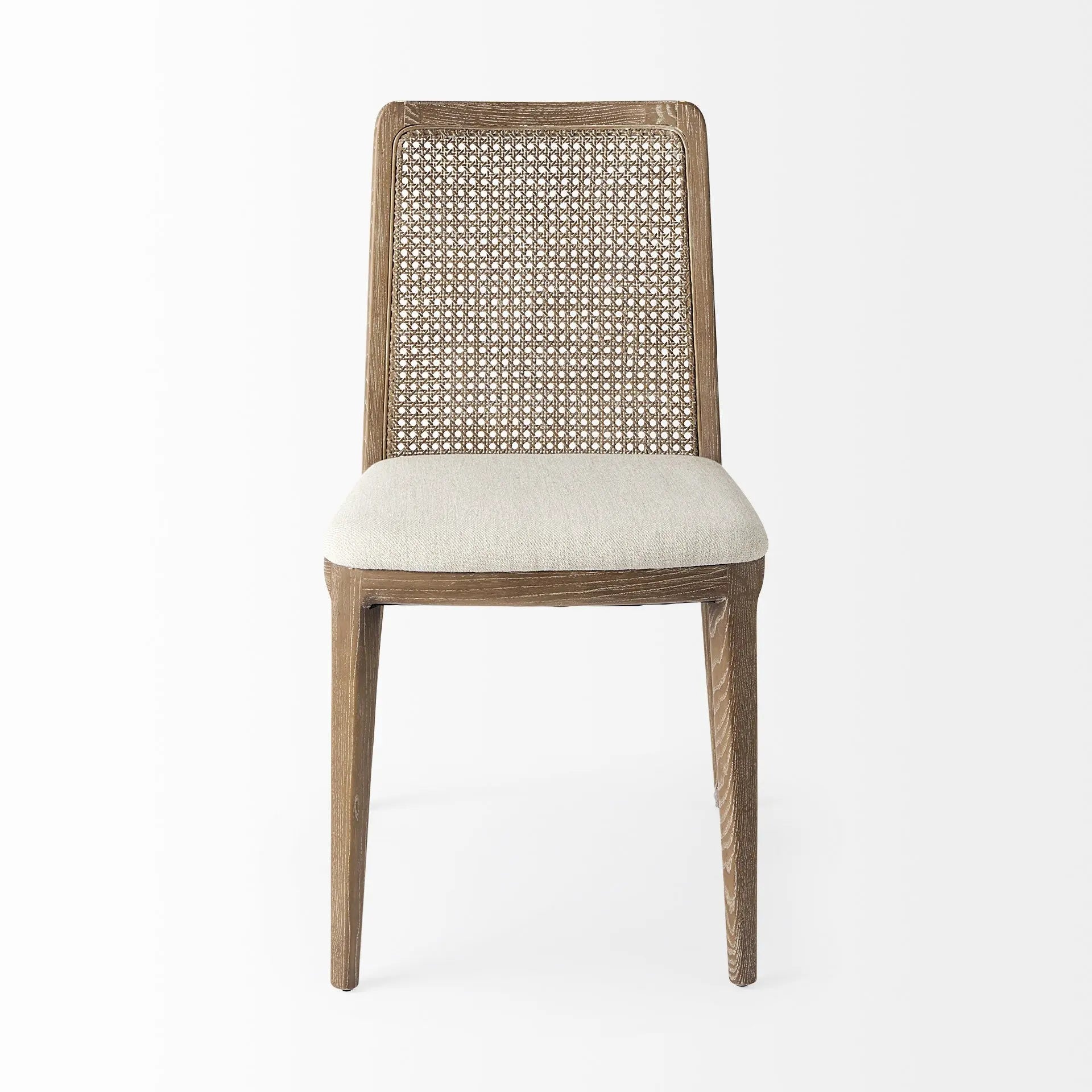 Set Of Two Cream And Brown Upholstered Fabric Cross Back Side Chairs Homeroots Kitchen & Dining