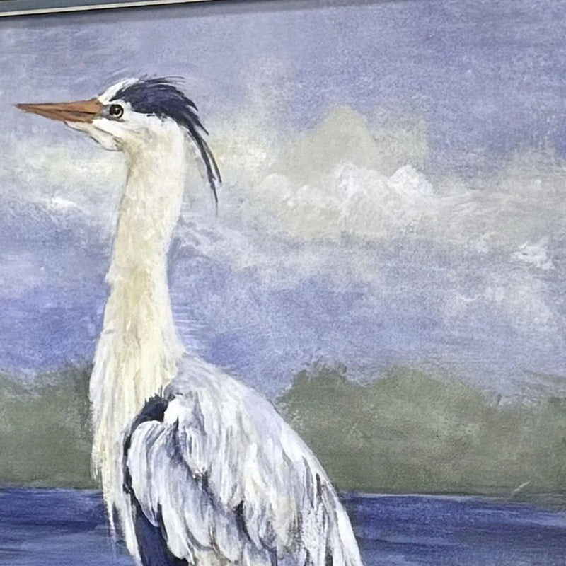 Set Of Two Heron by the Sea Set of Set White Framed Wall Art Homeroots Home Decor