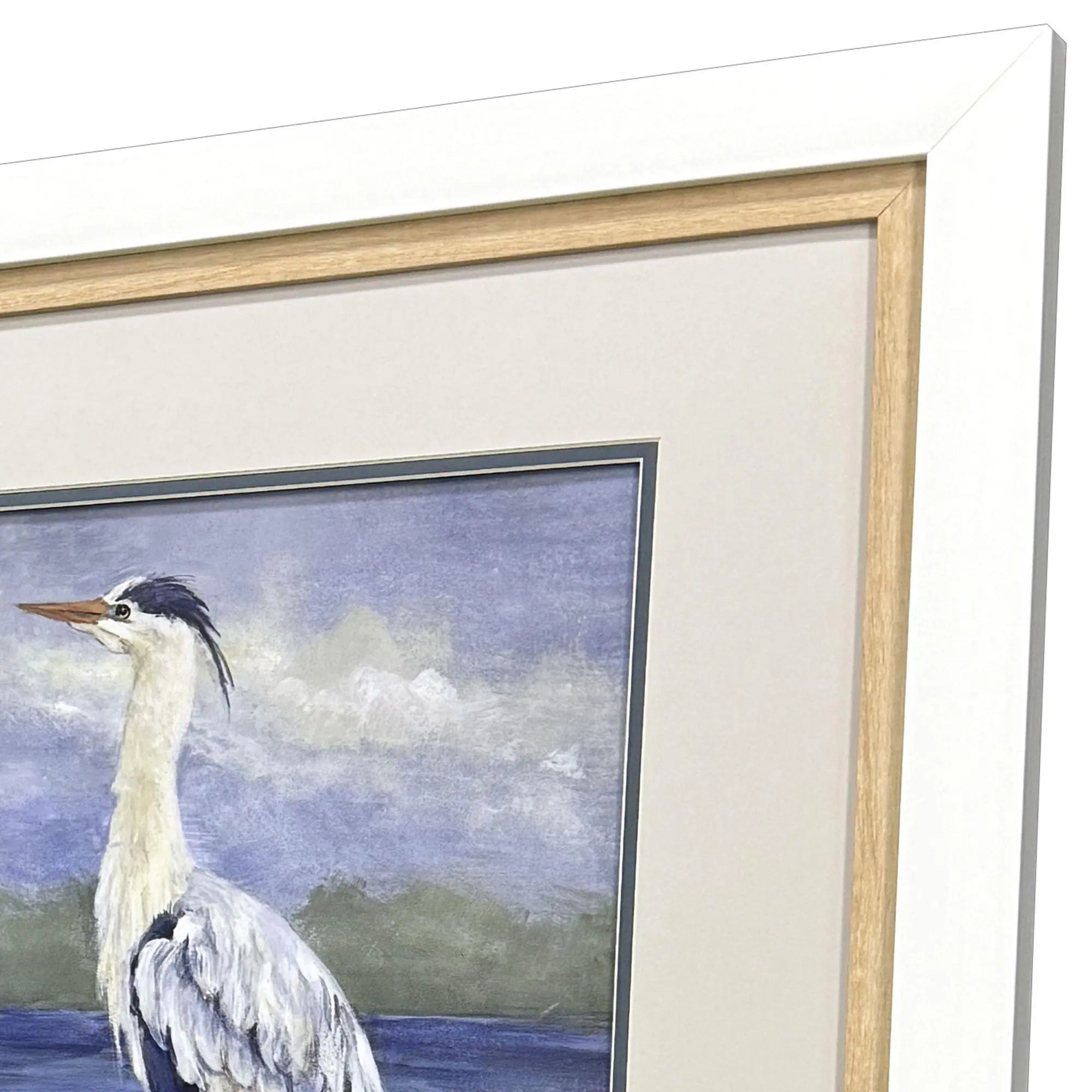 Set Of Two Heron by the Sea Set of Set White Framed Wall Art Homeroots Home Decor
