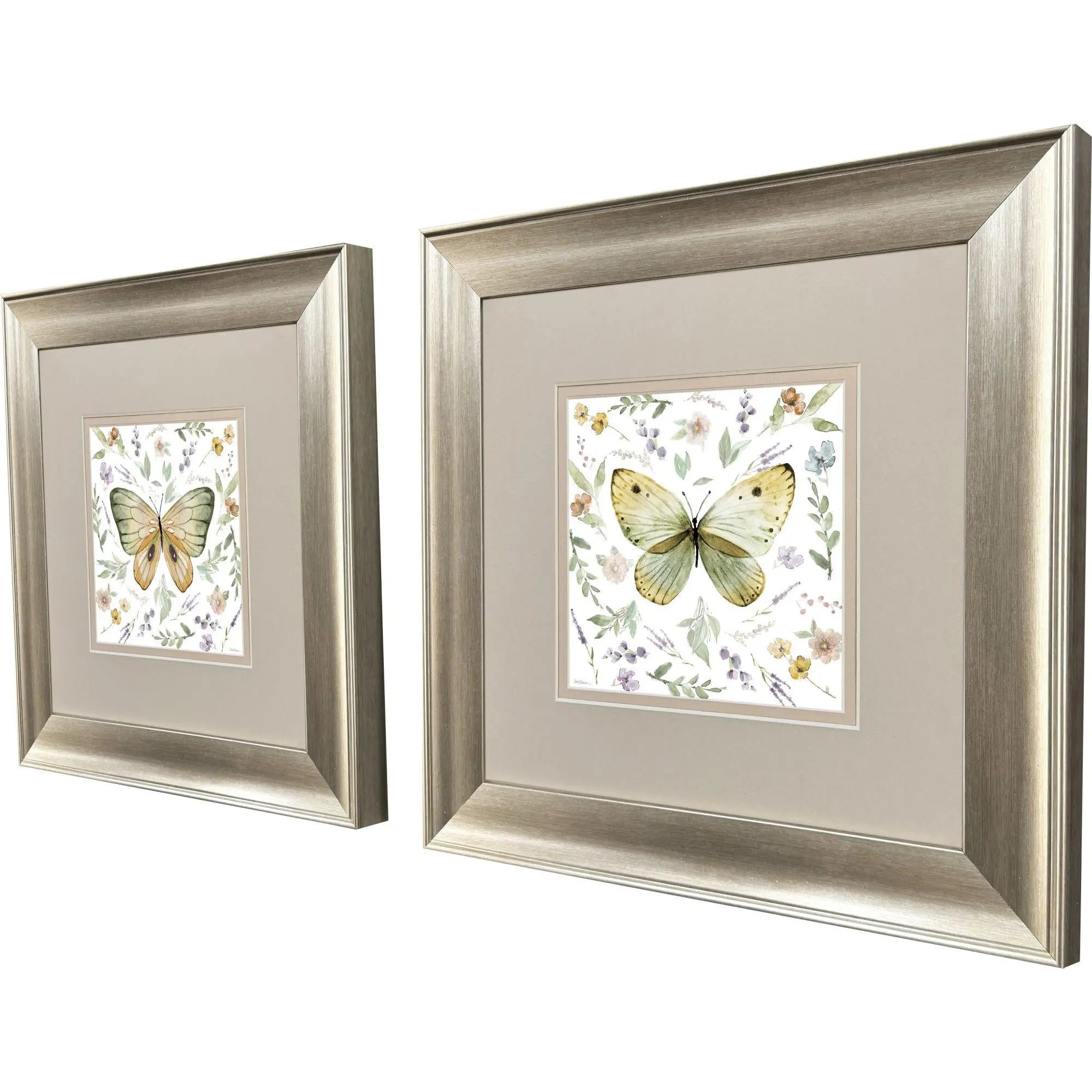Set Of Two Organic Nature Set of Set Silver Framed Wall Art Homeroots Home Decor