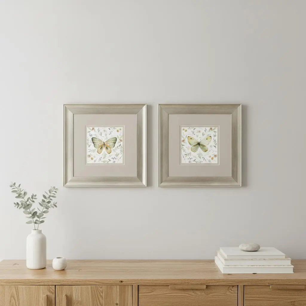 Set Of Two Organic Nature Set of Set Silver Framed Wall Art Homeroots Home Decor