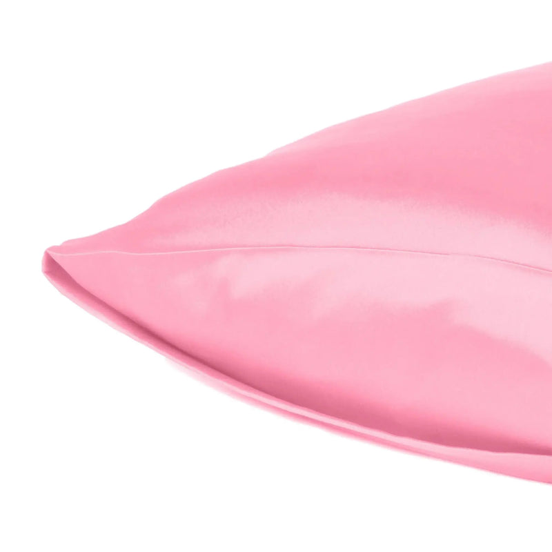 Set Of Two Pink Rose Dreamy Silky Satin Standard Pillowcases Homeroots Bed & Bath