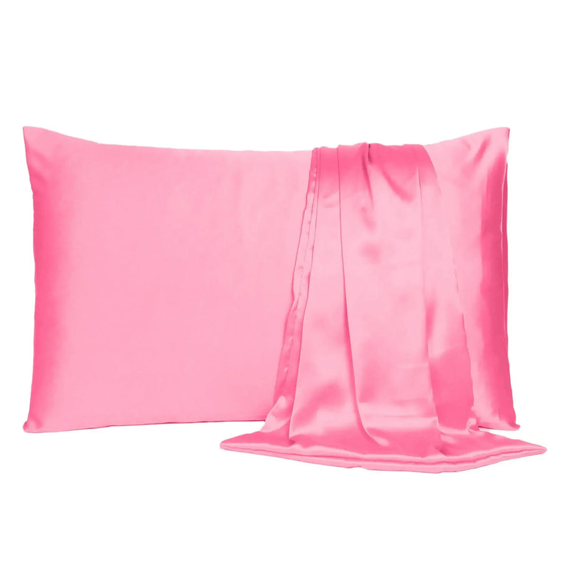 Set Of Two Pink Rose Dreamy Silky Satin Standard Pillowcases Homeroots Bed & Bath