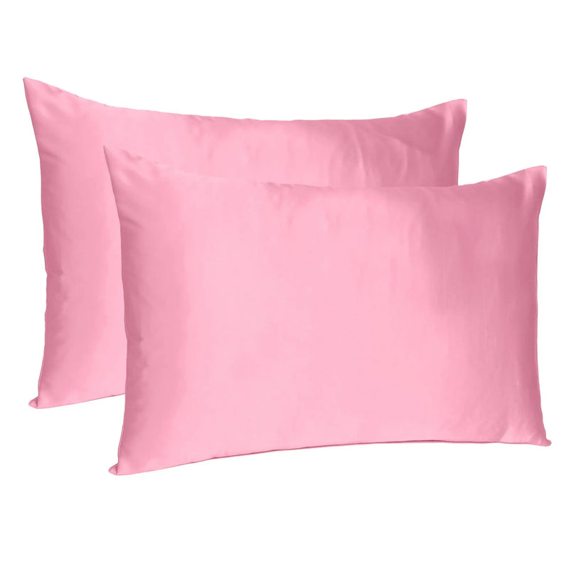 Set Of Two Pink Rose Dreamy Silky Satin Standard Pillowcases Homeroots Bed & Bath