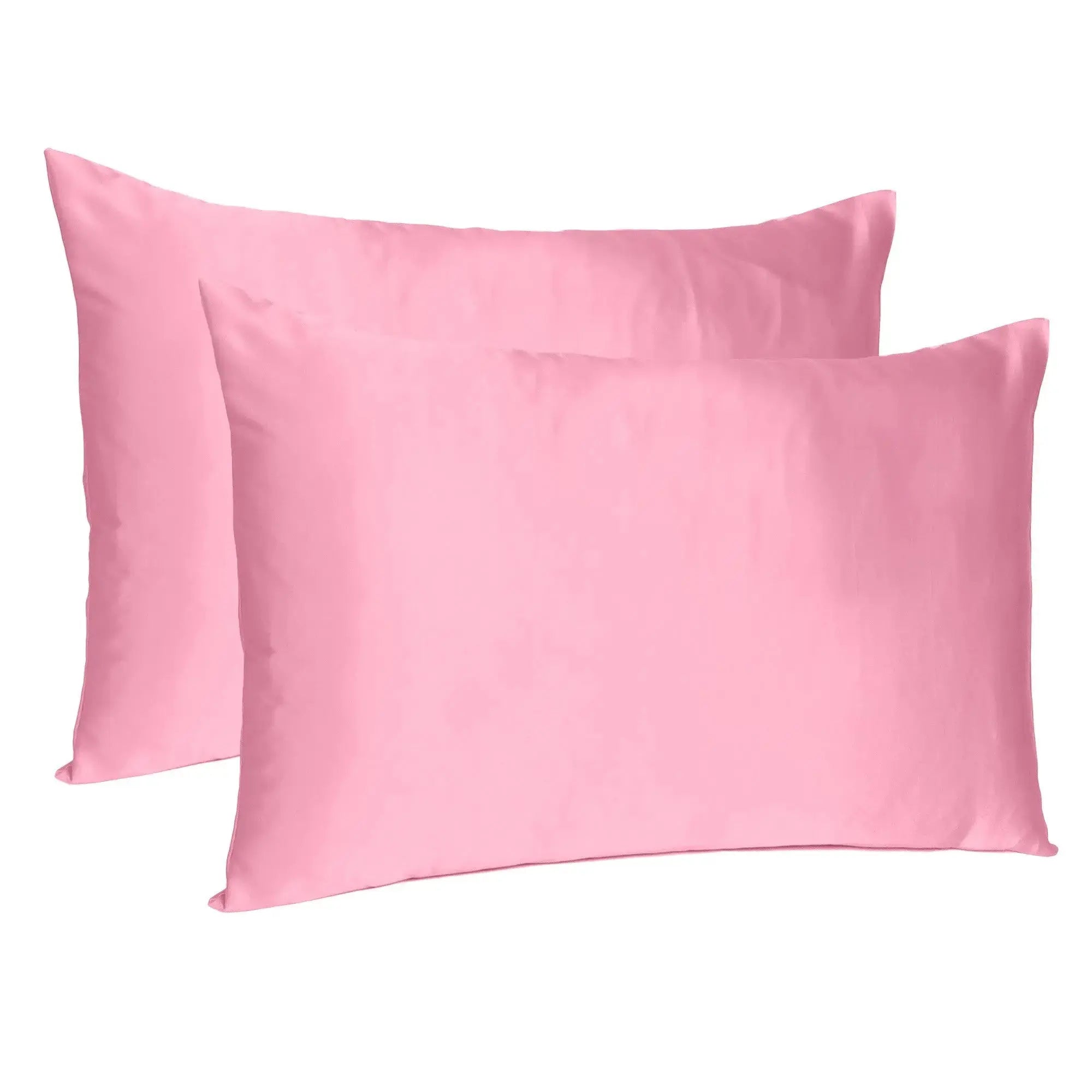 Set Of Two Pink Rose Dreamy Silky Satin Standard Pillowcases Homeroots Bed & Bath