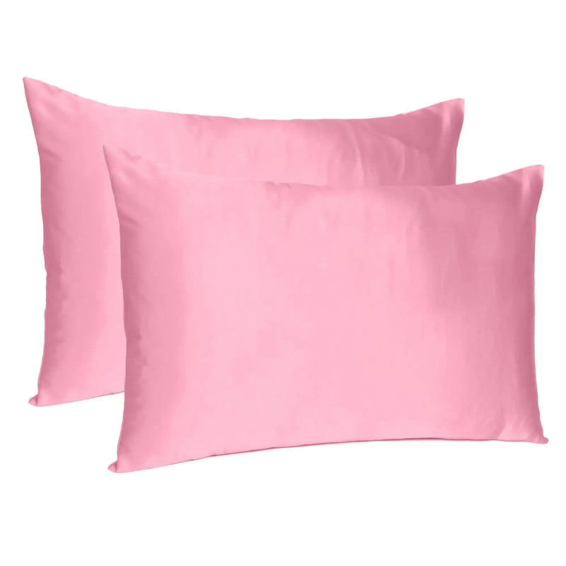 Set Of Two Pink Rose Dreamy Silky Satin Standard Pillowcases Homeroots Bed & Bath