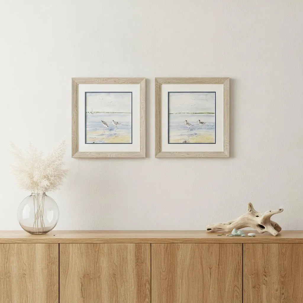 Set Of Two Sandpiper Beach Set of Set Brown Framed Wall Art Homeroots Home Decor