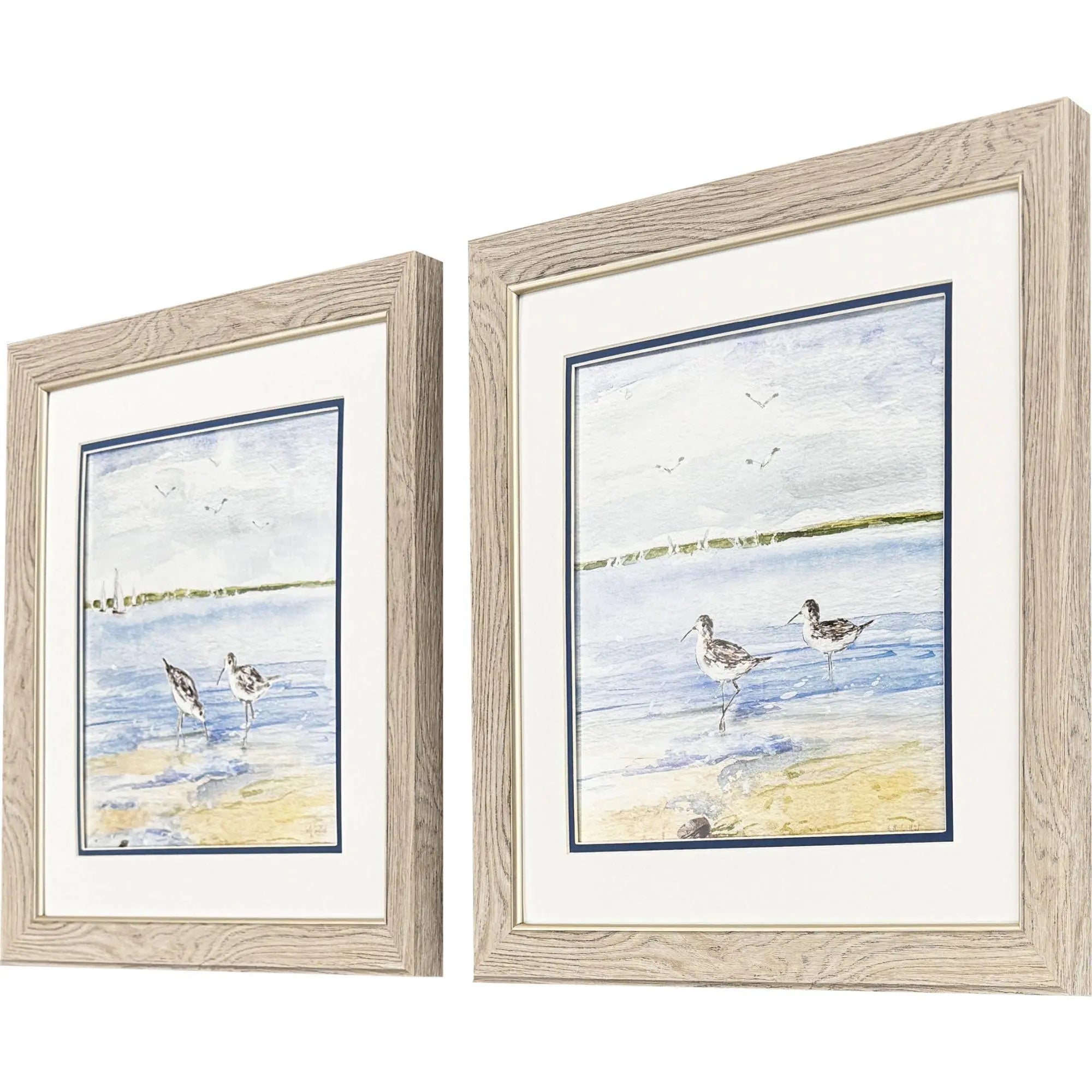 Set Of Two Sandpiper Beach Set of Set Brown Framed Wall Art Homeroots Home Decor