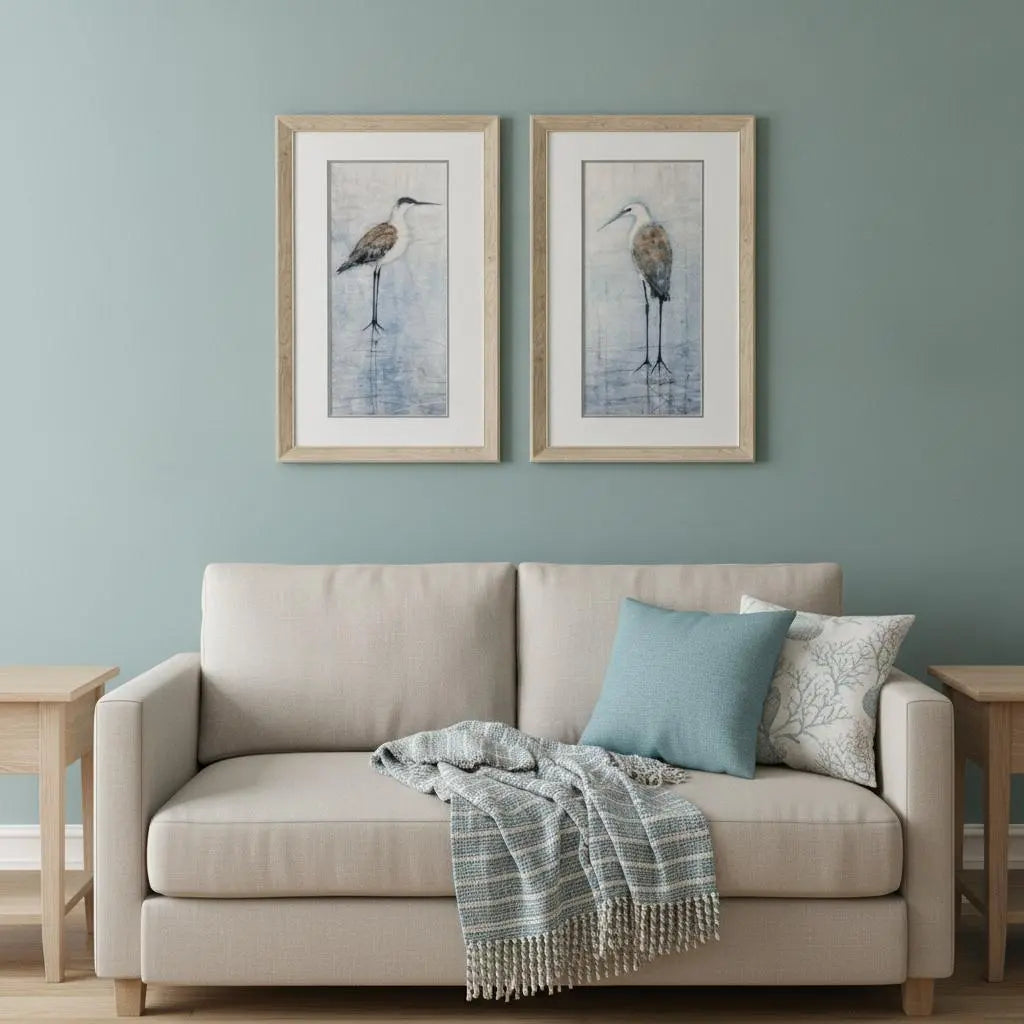 Set Of Two Seabirds Panel Set of Set Brown Framed Wall Art Homeroots Home Decor
