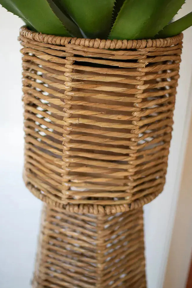 Set Of Two Seagrass And Iron Planter Towers Kalalou