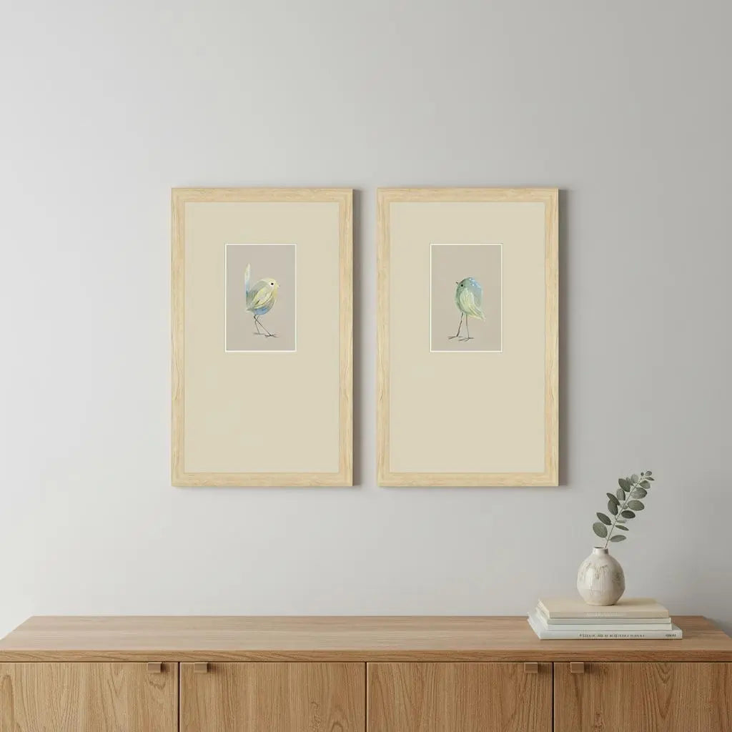 Set Of Two Sweet Chickadee Set of Set Brown Framed Wall Art Homeroots Home Decor