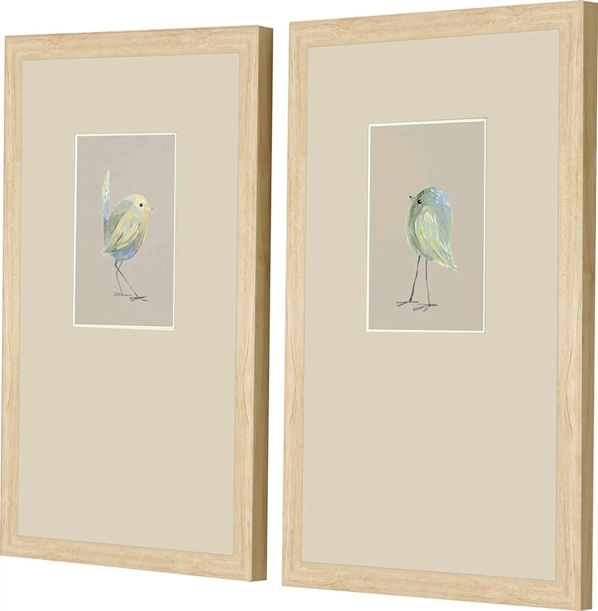 Set Of Two Sweet Chickadee Set of Set Brown Framed Wall Art Homeroots Home Decor