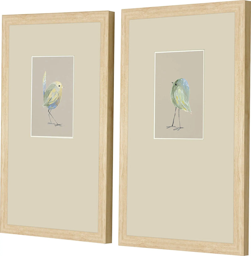 Set Of Two Sweet Chickadee Set of Set Brown Framed Wall Art Homeroots Home Decor