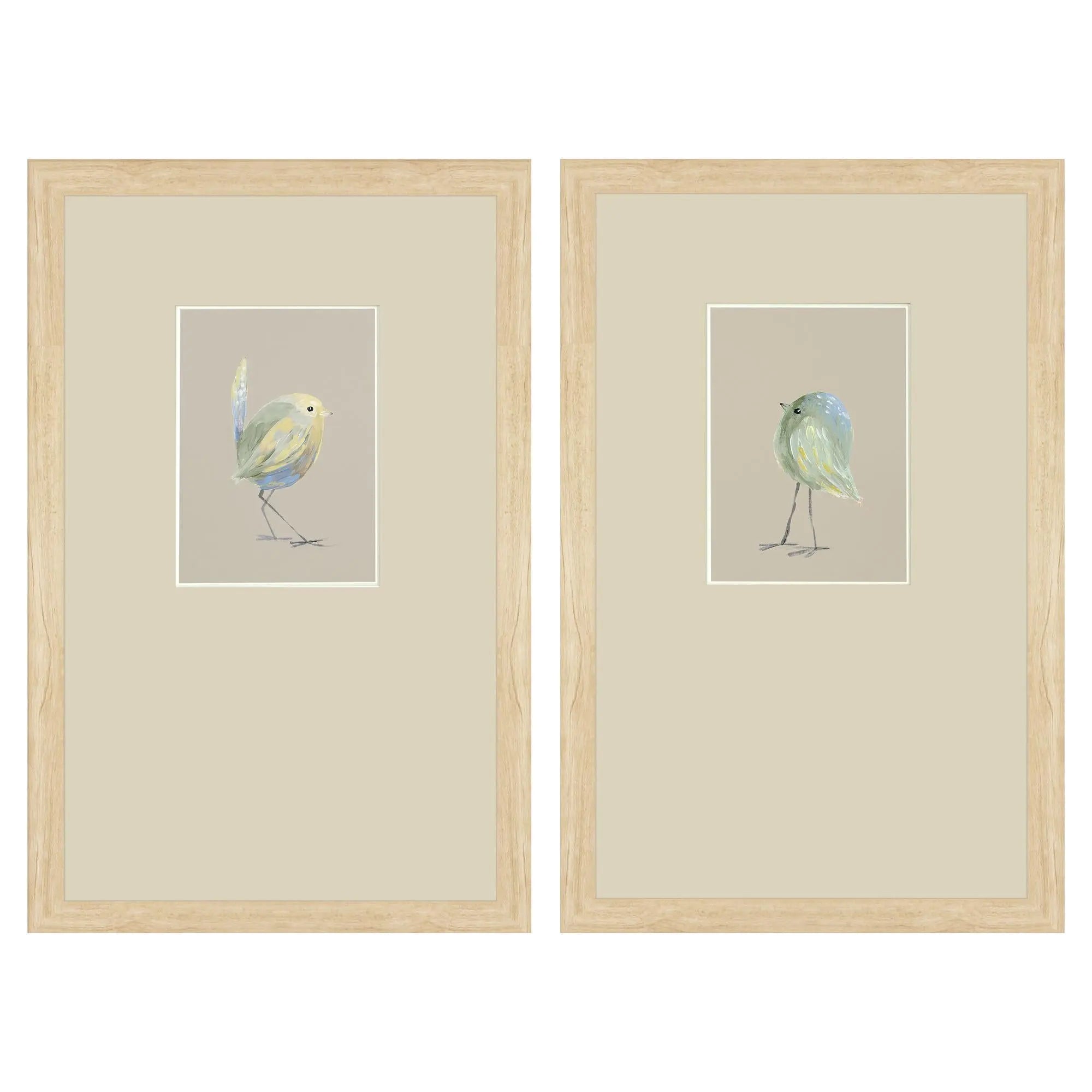Set Of Two Sweet Chickadee Set of Set Brown Framed Wall Art Homeroots Home Decor