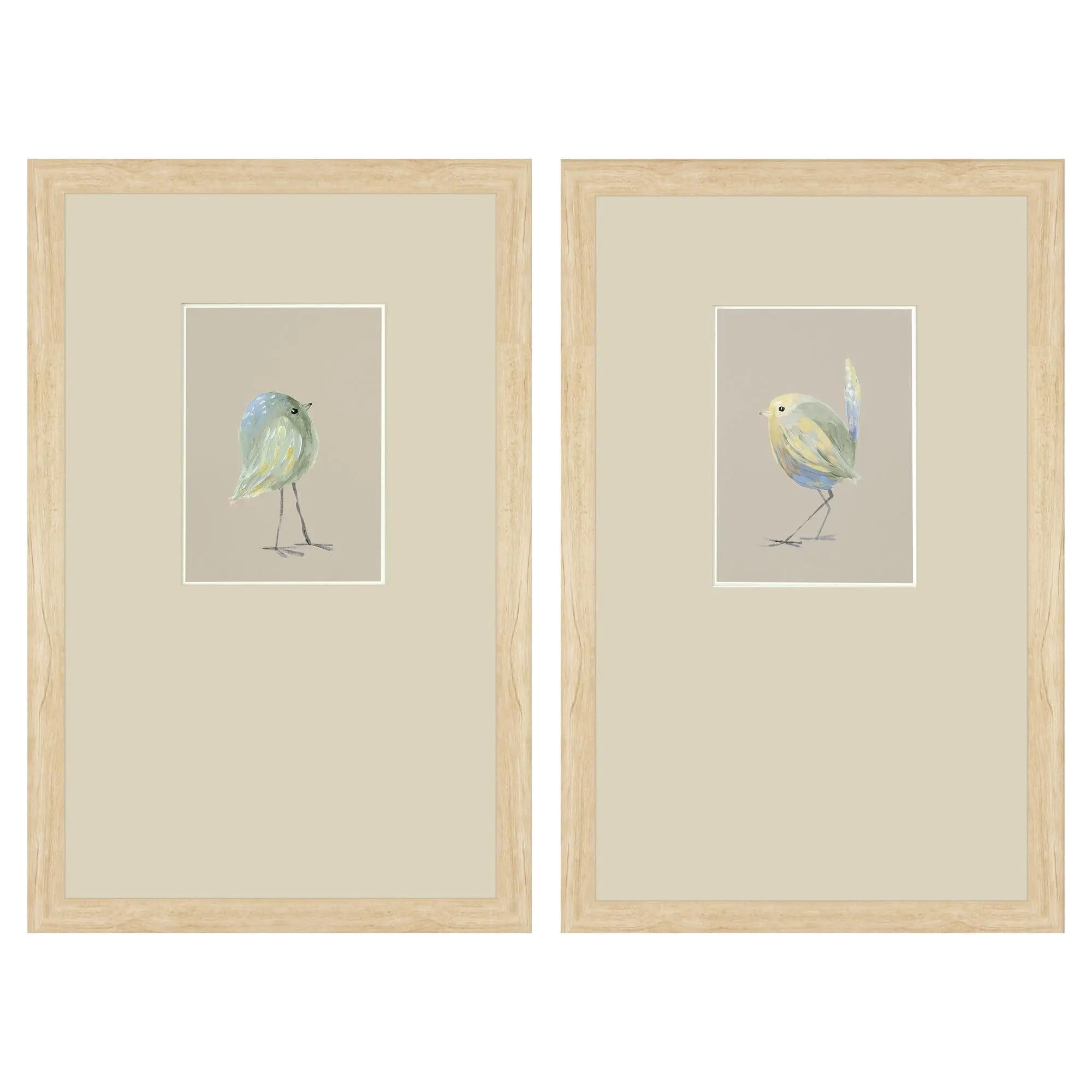 Set Of Two Sweet Chickadee Set of Set Brown Framed Wall Art Homeroots Home Decor