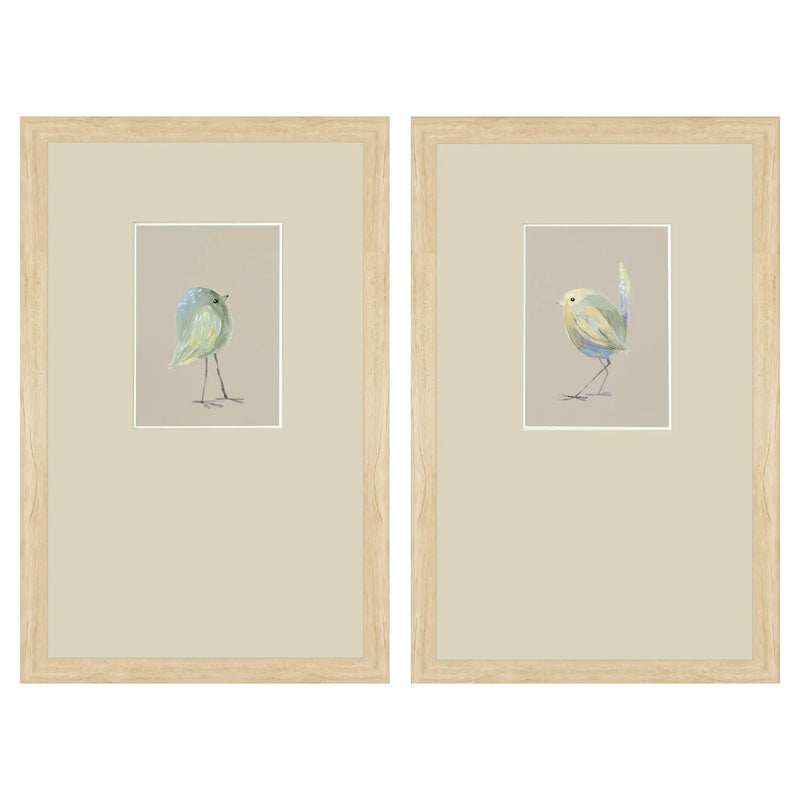 Set Of Two Sweet Chickadee Set of Set Brown Framed Wall Art Homeroots Home Decor