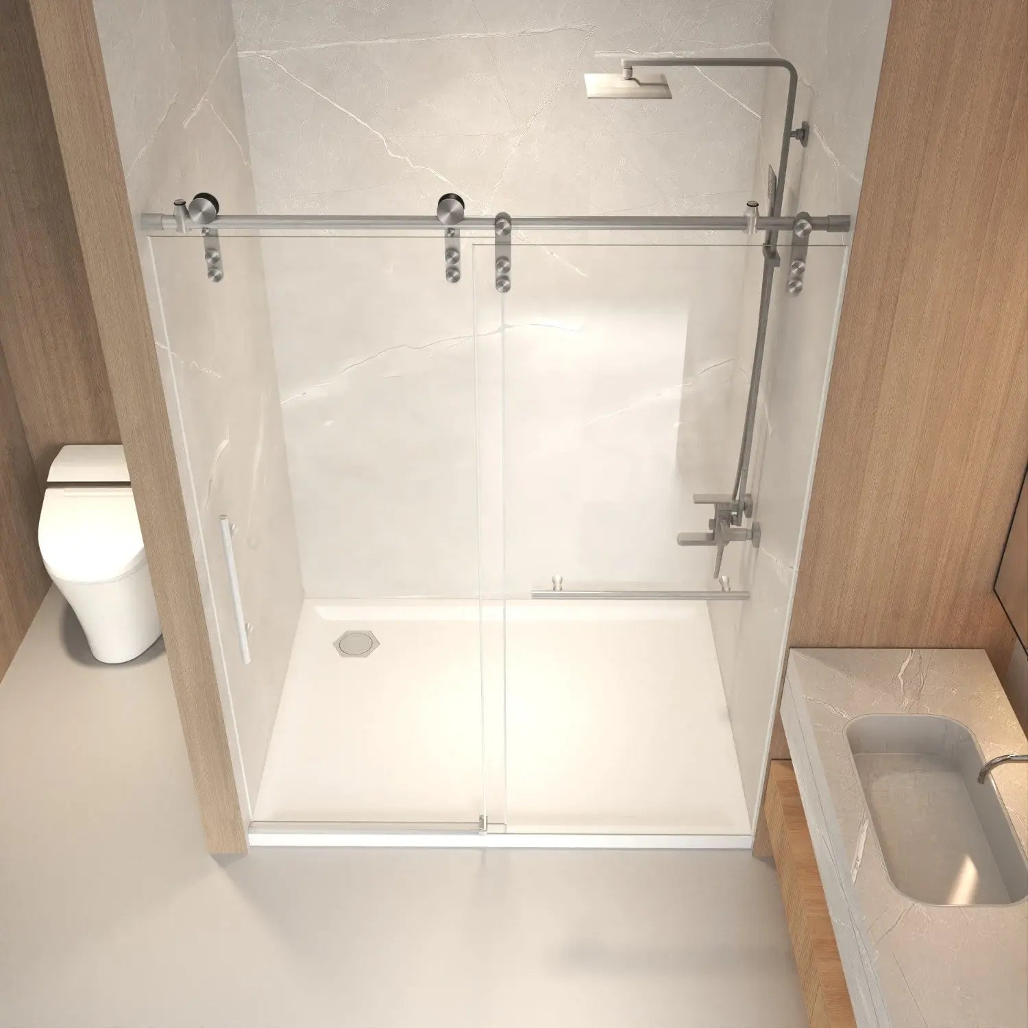 Set Of Two Tempered Glass Shower Doors Homeroots Kitchen & Dining