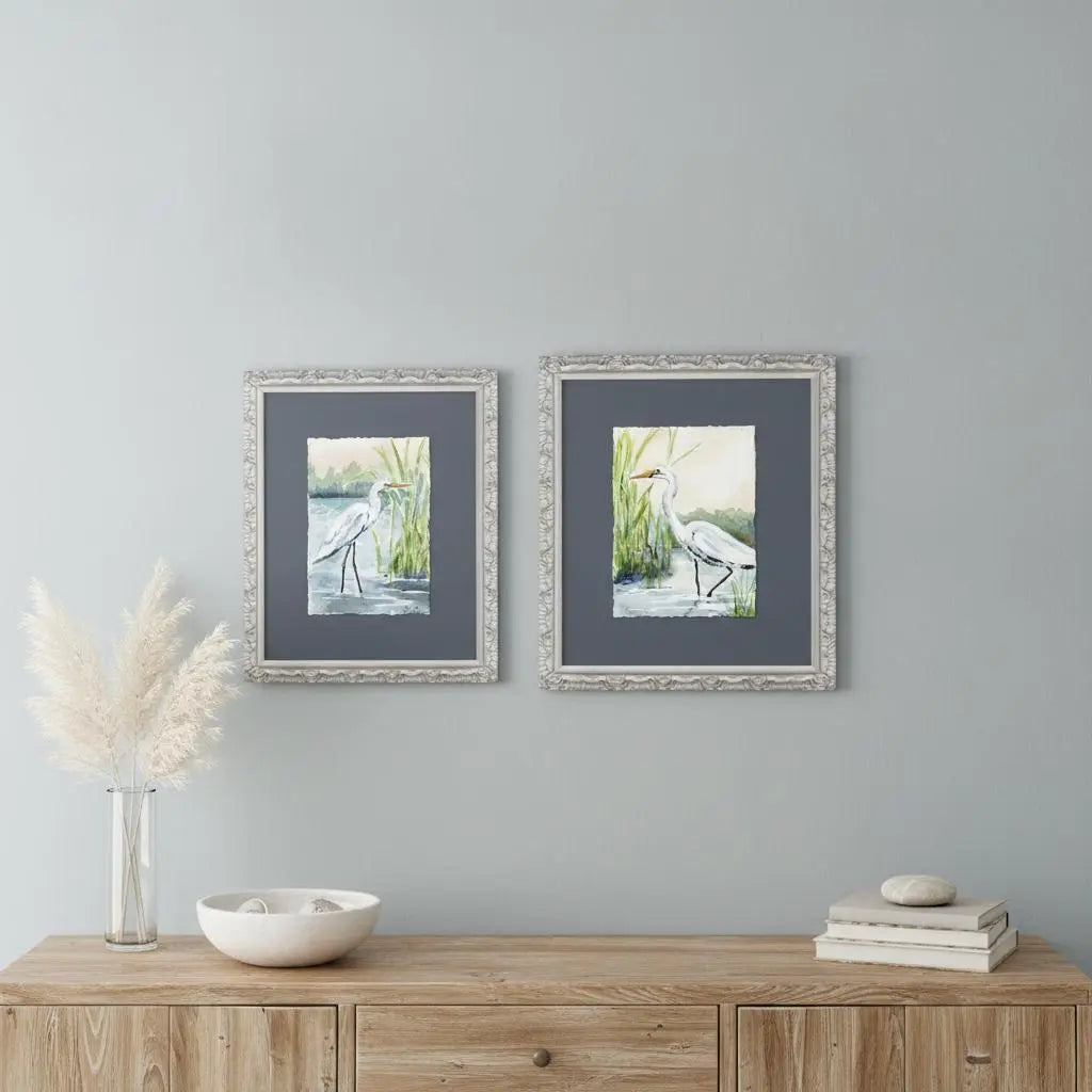 Set Of Two Wading in Shallows Set of Set Gray Framed Wall Art Homeroots Home Decor