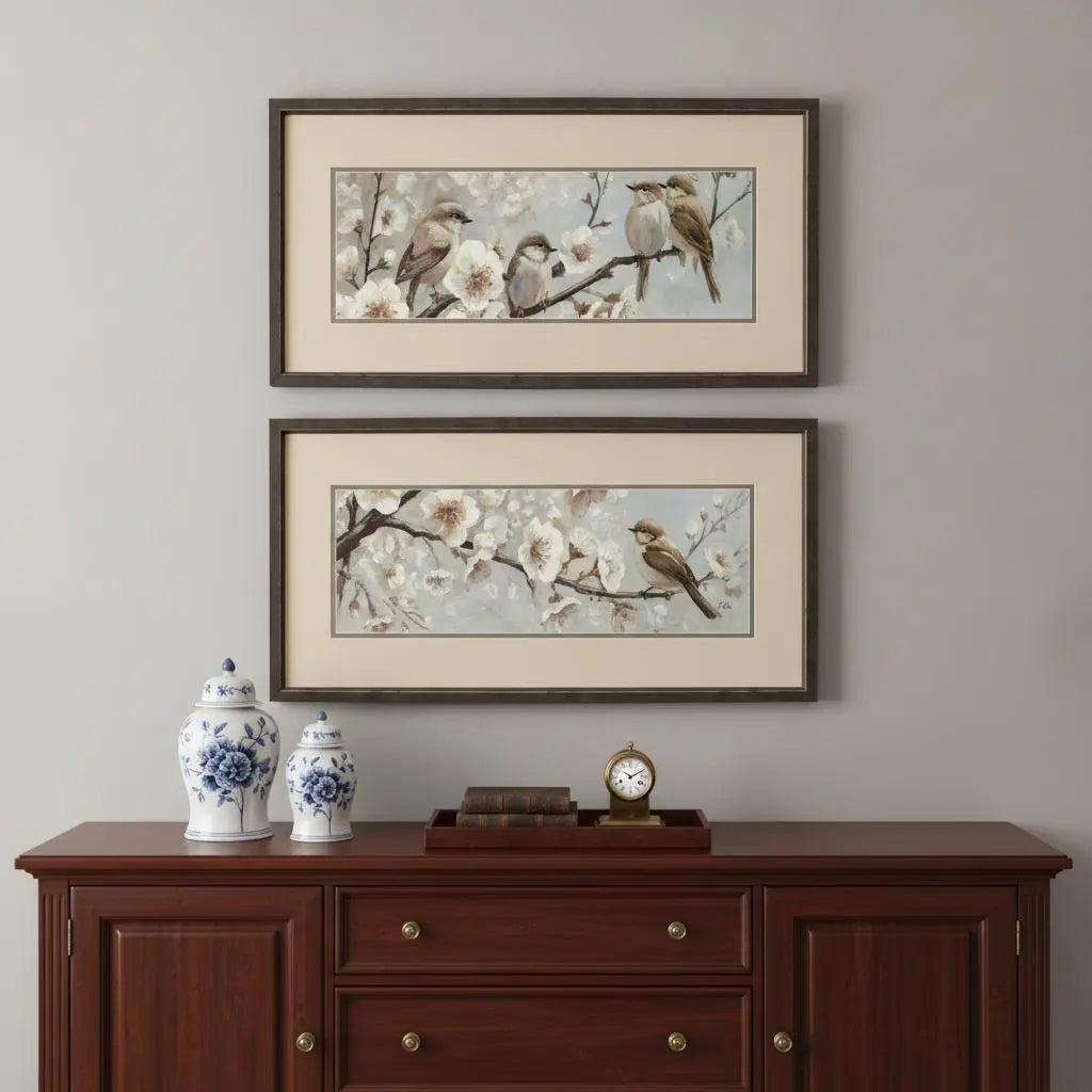Set Of Two Whispers of Spring Set of Set Brown Framed Wall Art Homeroots Home Decor