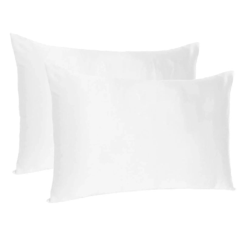 Set Of Two White Silky Satin Standard Pillowcases Homeroots Bed & Bath