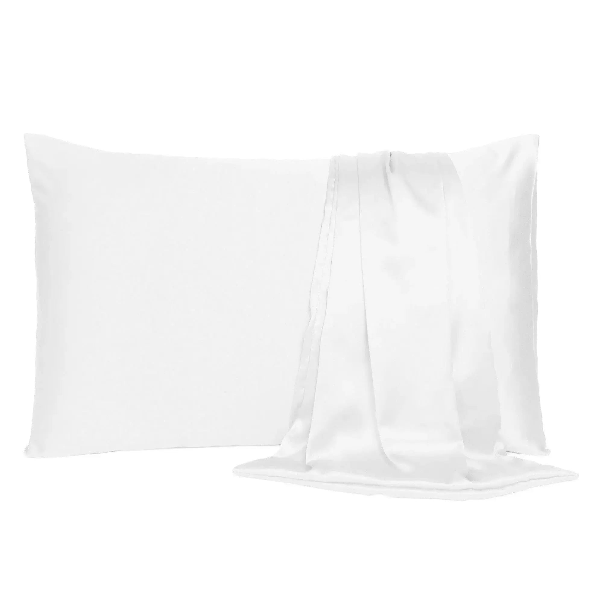 Set Of Two White Silky Satin Standard Pillowcases Homeroots Bed & Bath