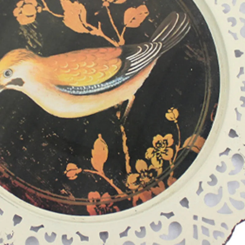 Set of Four 13" X 13" Brown and White Metal Bird Flower Wall Decor Homeroots Home Decor