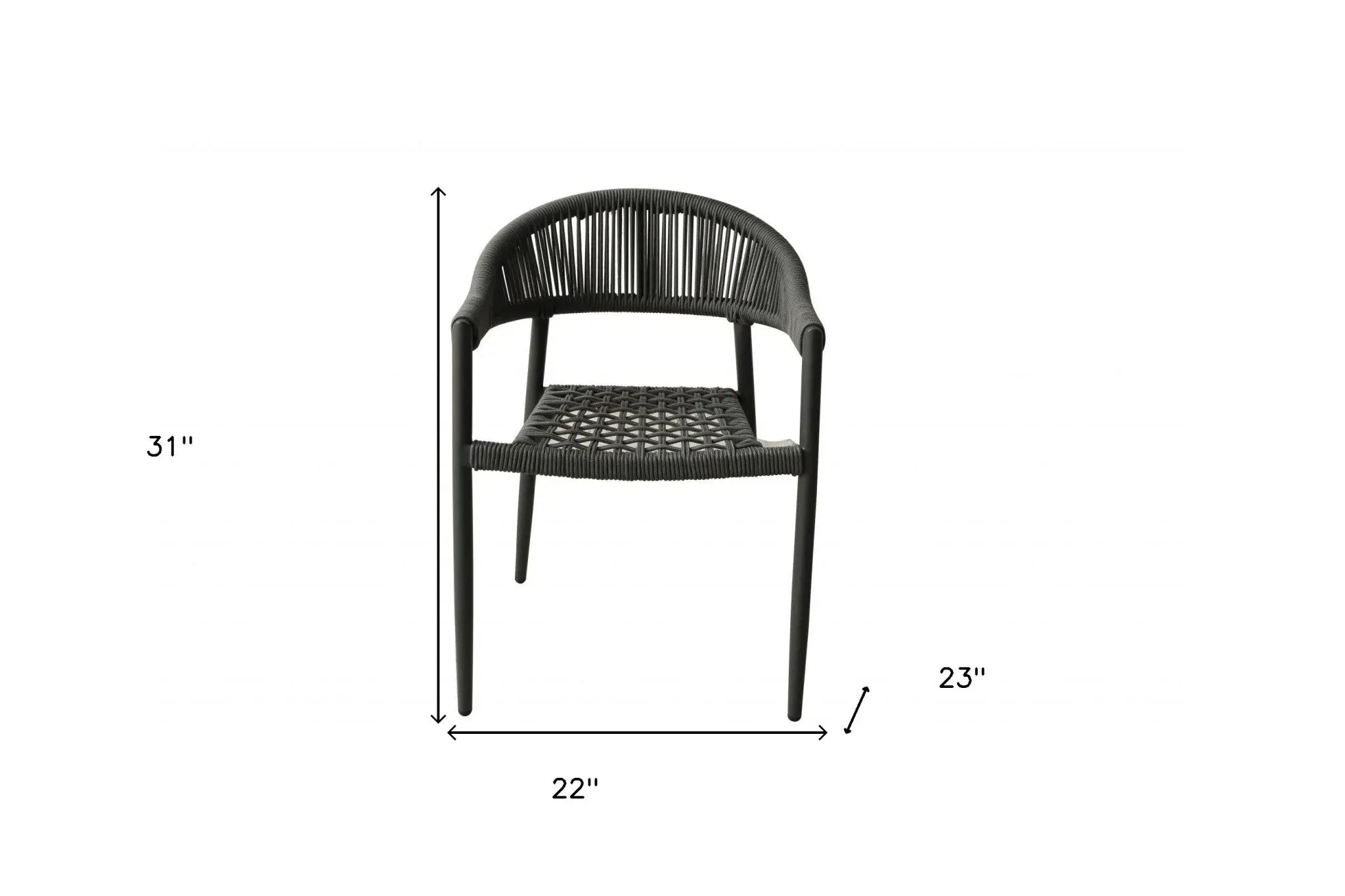 Set of Four 22" Gray Aluminum Outdoor Arm Chair Homeroots Outdoor