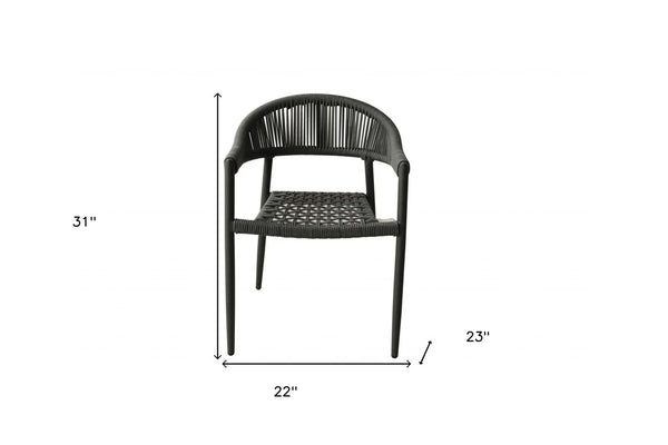 Set of Four 22" Gray Aluminum Outdoor Arm Chair Homeroots Outdoor