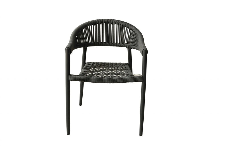 Set of Four 22" Gray Aluminum Outdoor Arm Chair Homeroots Outdoor