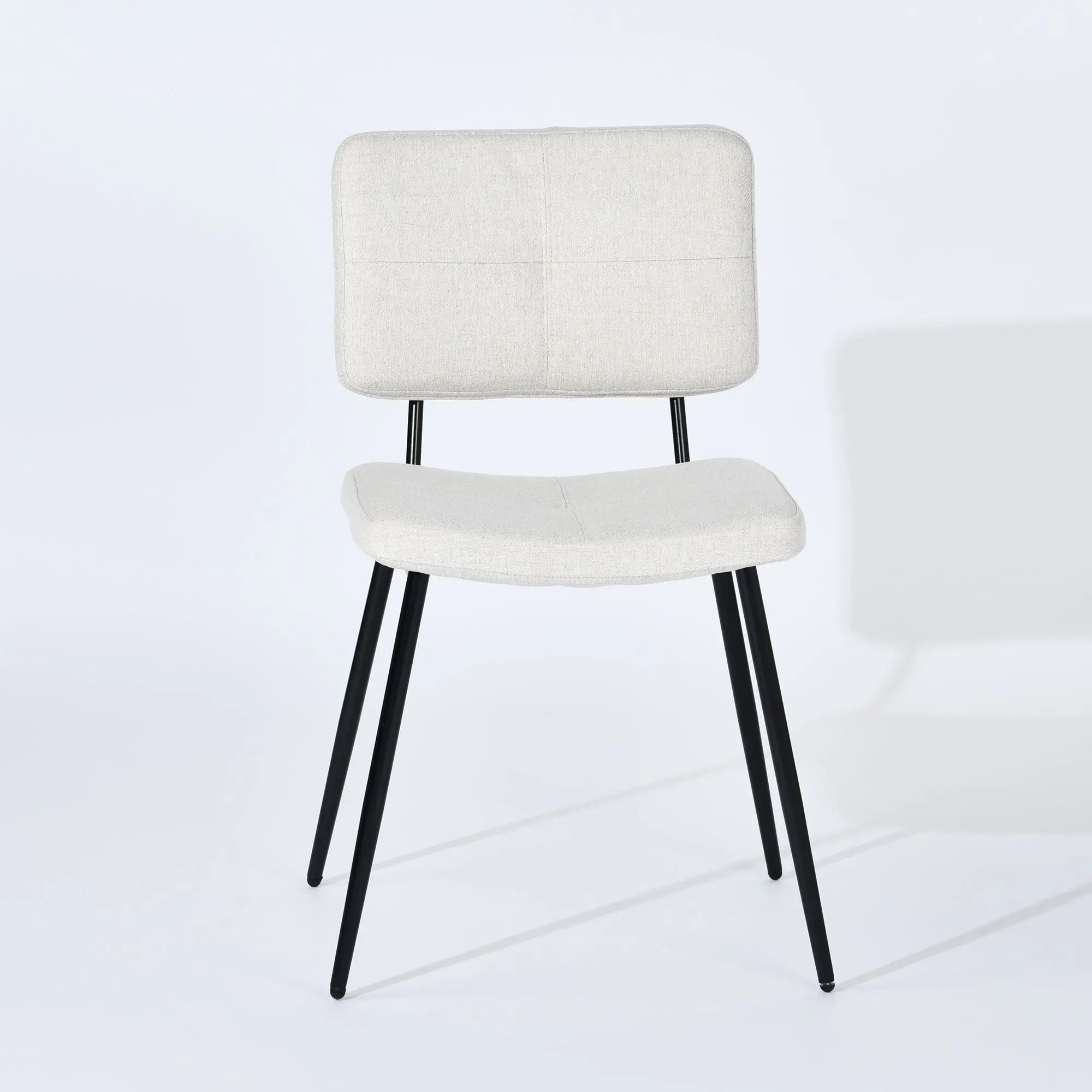 Set of Four Beige and Black Fabric and Steel Dining Side Chairs Homeroots Kitchen & Dining