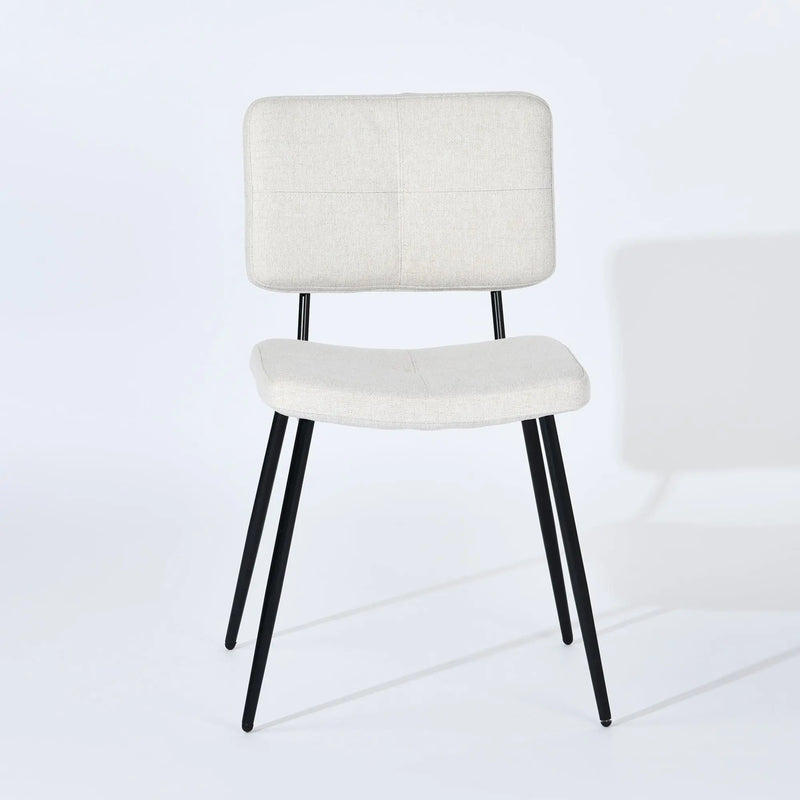 Set of Four Beige and Black Fabric and Steel Dining Side Chairs Homeroots Kitchen & Dining