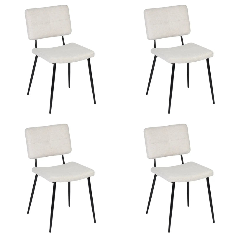 Set of Four Beige and Black Fabric and Steel Dining Side Chairs Homeroots Kitchen & Dining