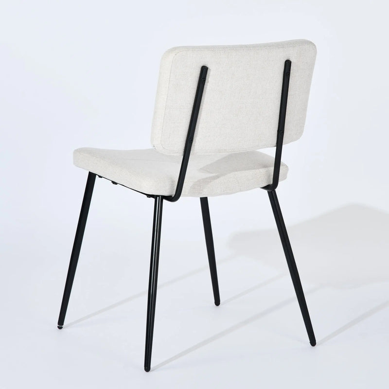 Set of Four Beige and Black Fabric and Steel Dining Side Chairs Homeroots Kitchen & Dining