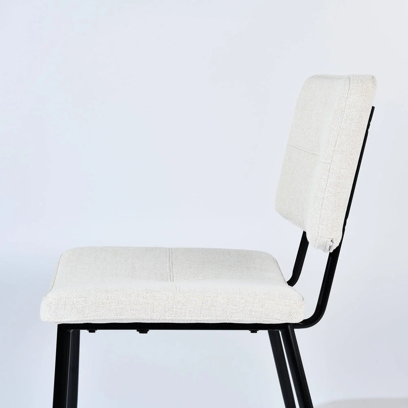Set of Four Beige and Black Fabric and Steel Dining Side Chairs Homeroots Kitchen & Dining