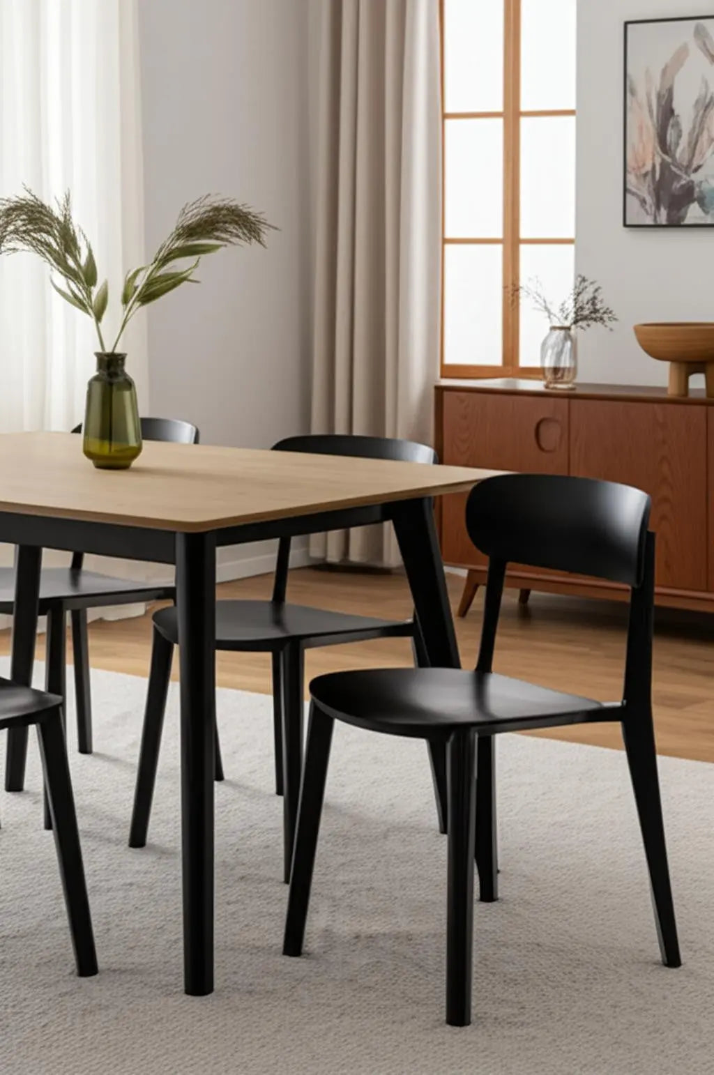 Set of Four Black Heavy Duty Plastic Dining Side Chairs Homeroots Kitchen & Dining