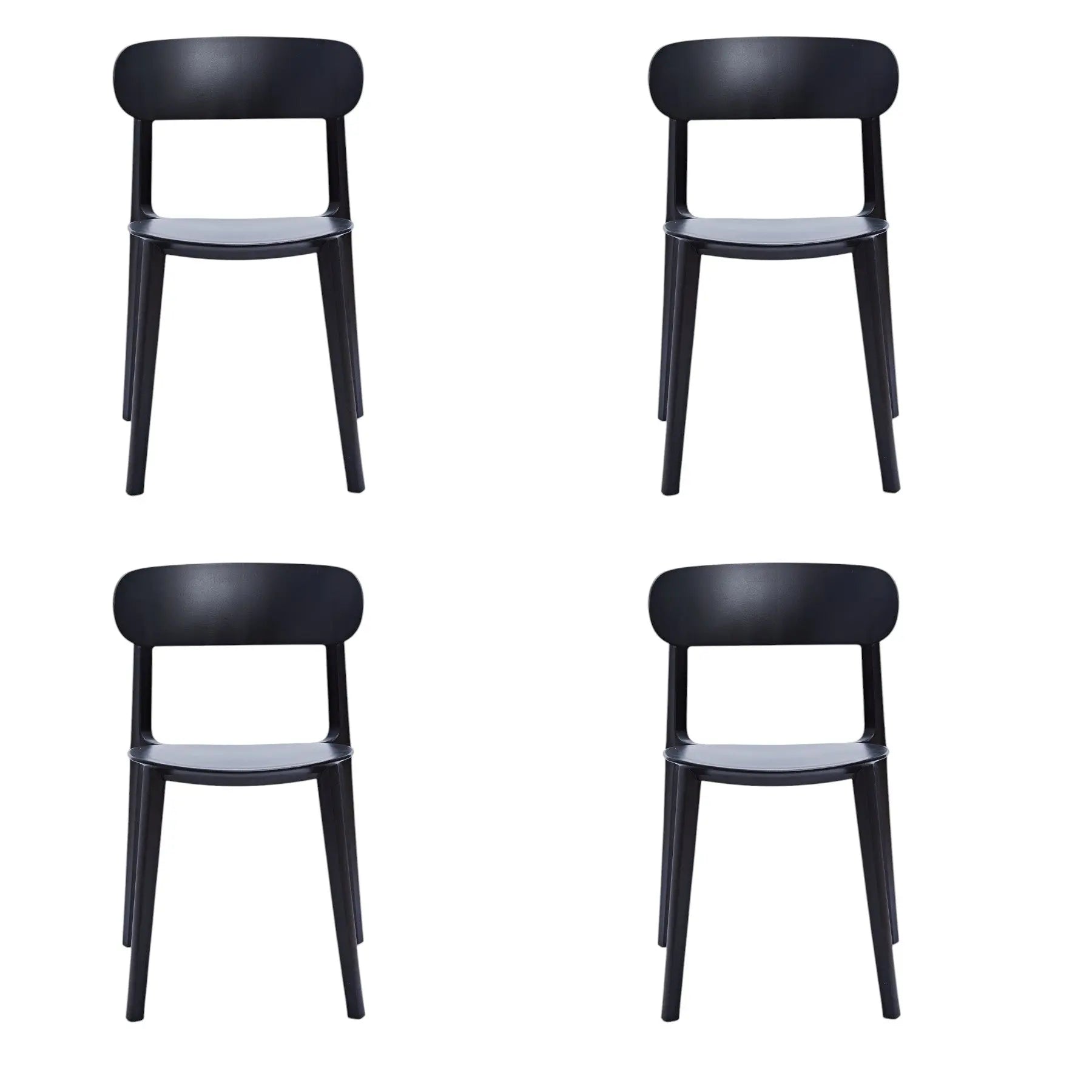 Set of Four Black Heavy Duty Plastic Dining Side Chairs Homeroots Kitchen & Dining