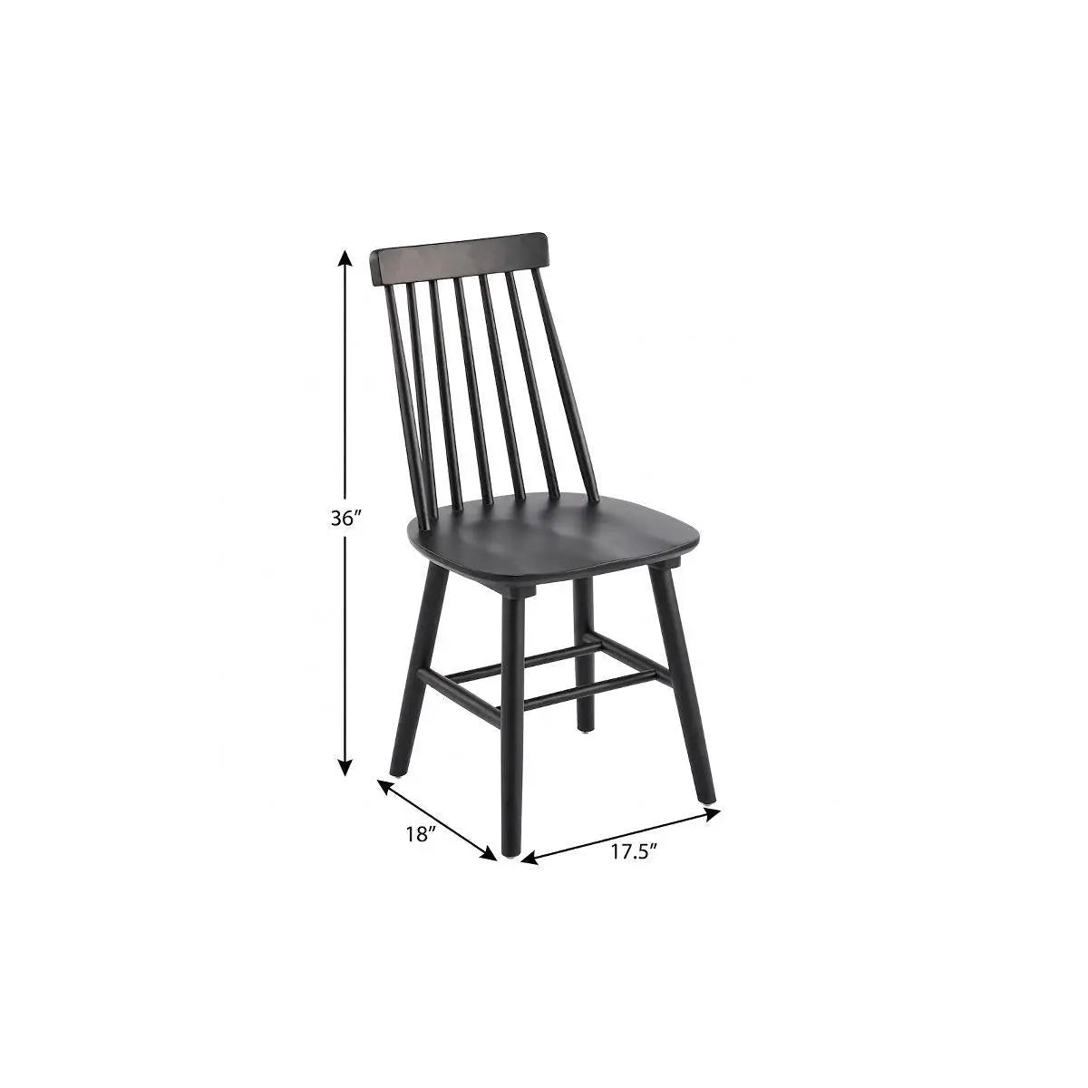 Set of Four Black Solid Wood Windsor Back Dining Side Chairs Homeroots Kitchen & Dining