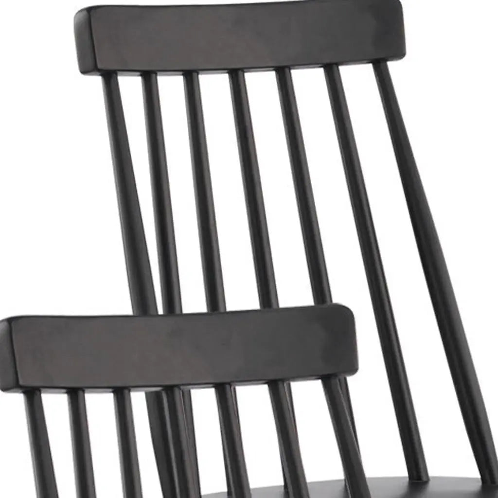 Set of Four Black Solid Wood Windsor Back Dining Side Chairs Homeroots Kitchen & Dining