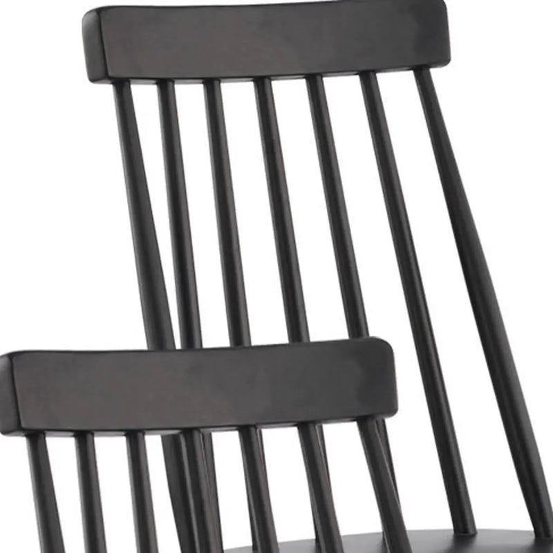 Set of Four Black Solid Wood Windsor Back Dining Side Chairs Homeroots Kitchen & Dining