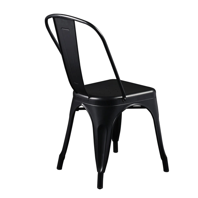 Set of Four Black Steel Dining Side Chairs Homeroots Kitchen & Dining