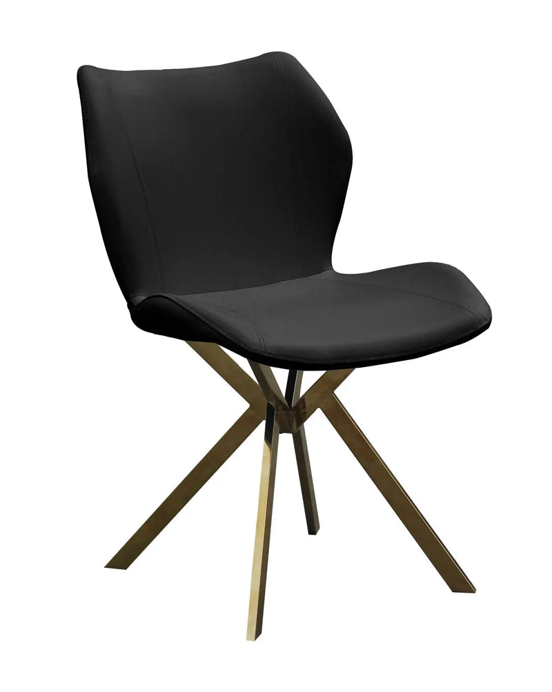 Set of Four Black and Gold Faux Leather Dining Side Chairs Homeroots Kitchen & Dining