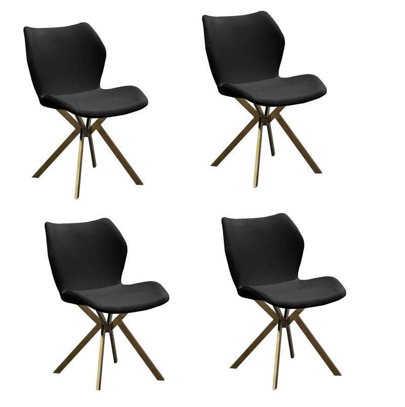 Set of Four Black and Gold Faux Leather Dining Side Chairs Homeroots Kitchen & Dining