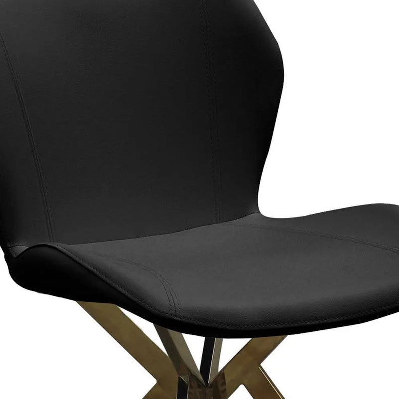 Set of Four Black and Gold Faux Leather Dining Side Chairs Homeroots Kitchen & Dining