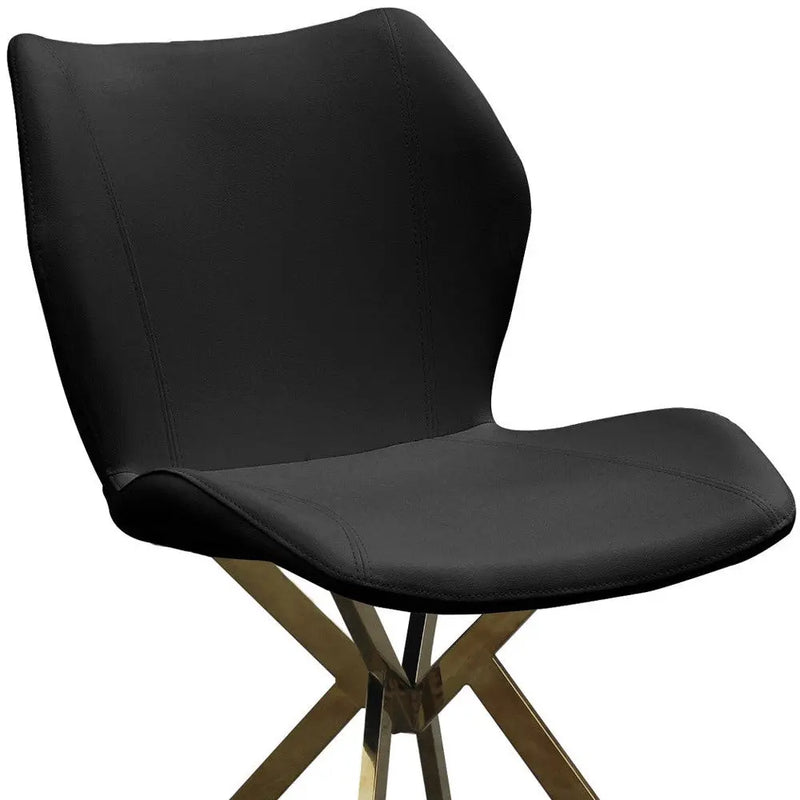 Set of Four Black and Gold Faux Leather Dining Side Chairs Homeroots Kitchen & Dining