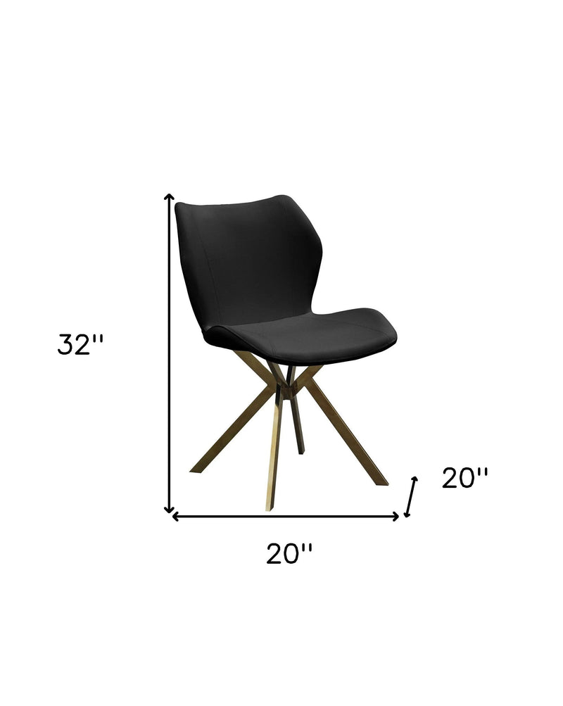 Set of Four Black and Gold Faux Leather Dining Side Chairs Homeroots Kitchen & Dining