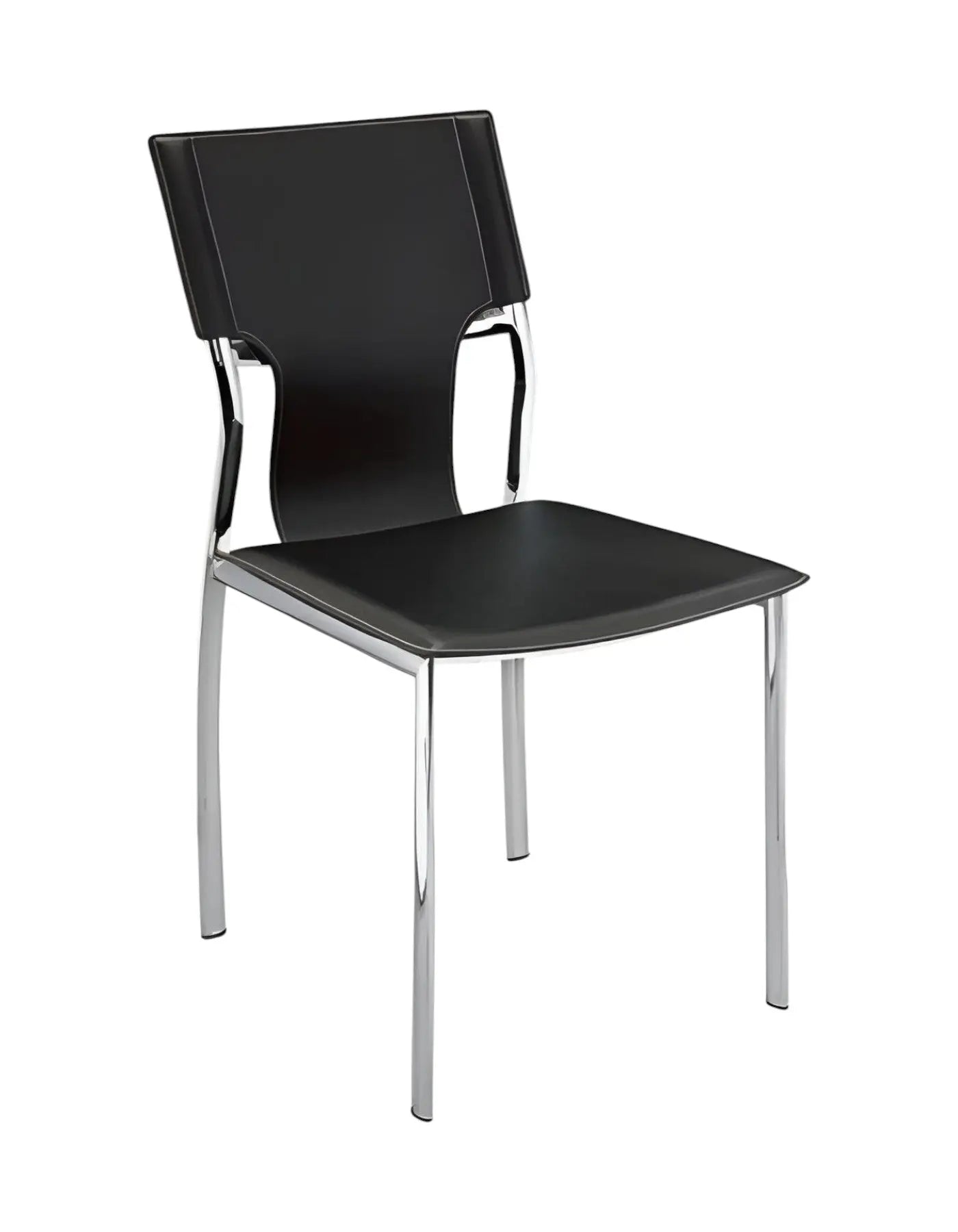Set of Four Black and Silver Metal and Leather Partially Open Back Dining Side Chairs Homeroots Kitchen & Dining