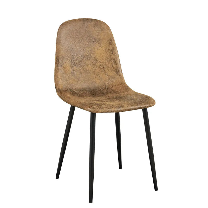 Set of Four Brown and Black Suede and Metal Dining Side Chairs Homeroots Kitchen & Dining